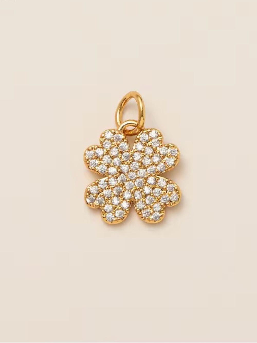 18k Gold Plated Crystal Clover Pendant Necklace Charm